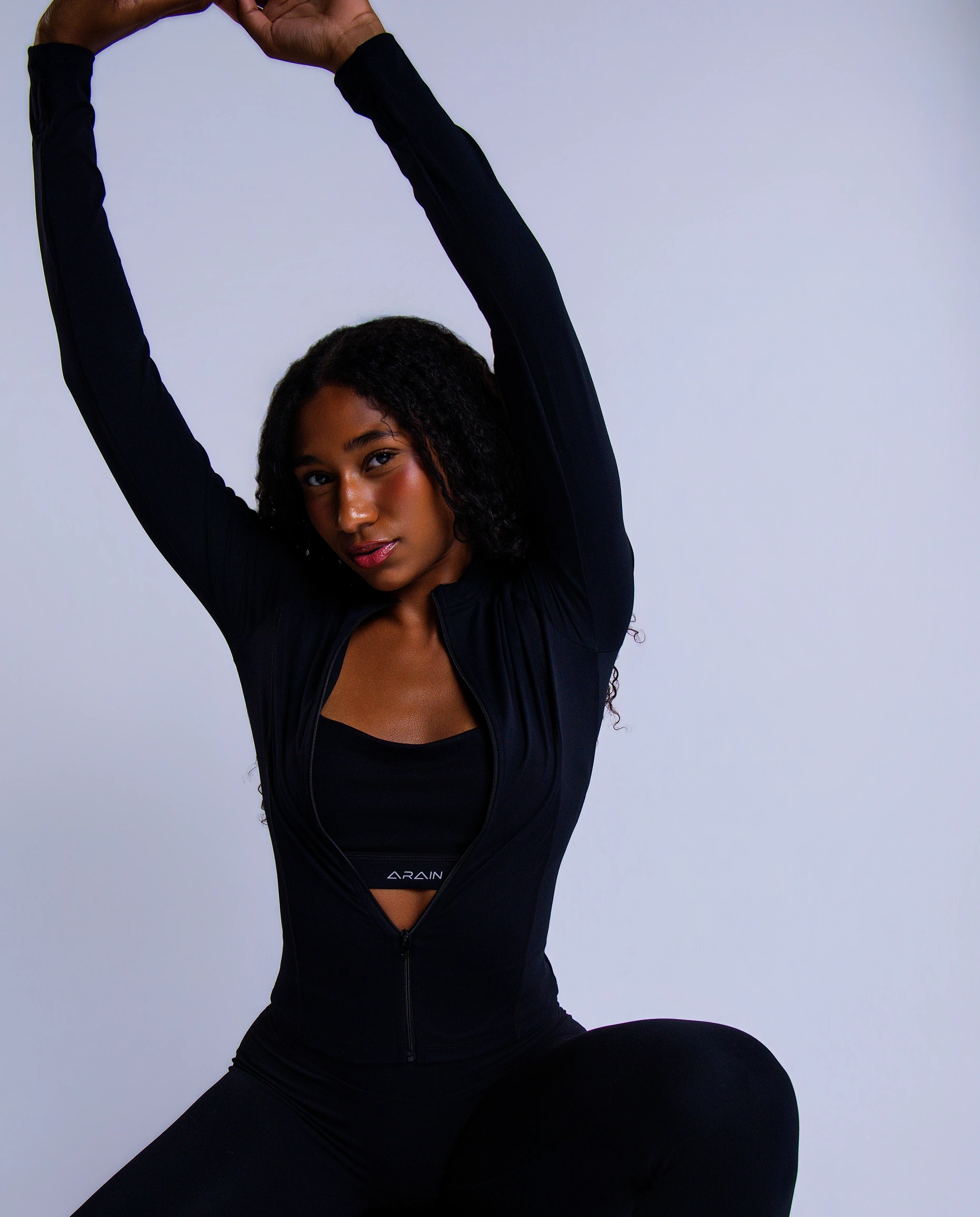 ARAIN Aurelia Zip-Up Jacket in Black, back view