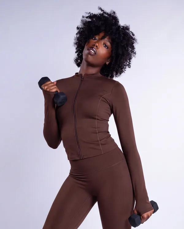 Aurelia Zip-Up Jacket, Brown