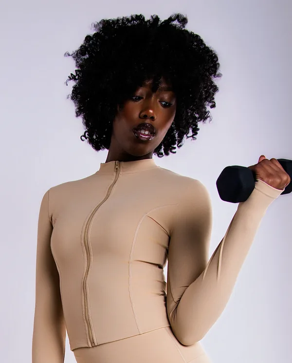 Aurelia Zip-Up Jacket, Cream