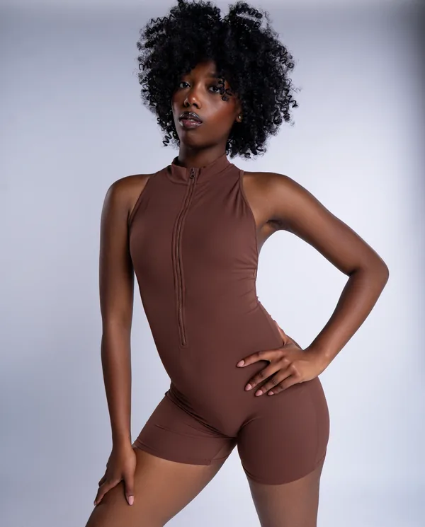 Lumen Sleeveless Half-Zip Jumpsuit