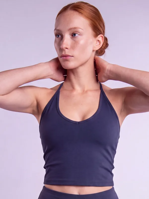 Vesper Open-Back Halter, Navy
